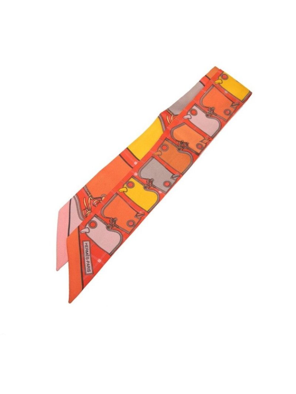 Hermes Twilly Camaille Camails Scarf Orange Multicolor Silk